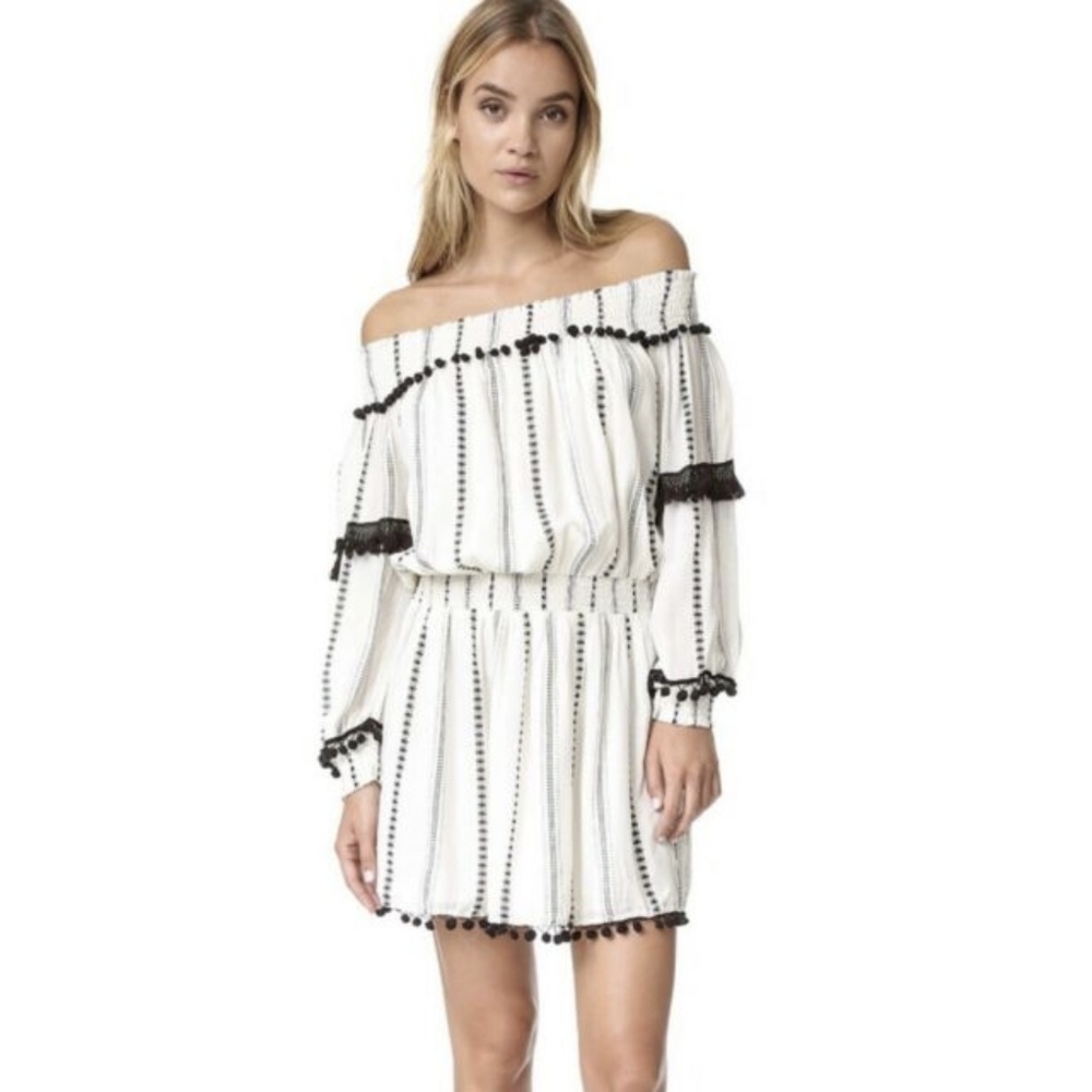 TULAROSA Jacqueline Tunic Dress Pom-Pom Trim Dress